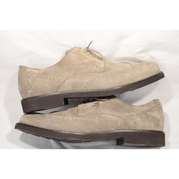 Tod's Men's Grigio Beige Suede Wingtip Derby Lace-up Shoes Size 9M Preppy Italy - Picture 7 of 12